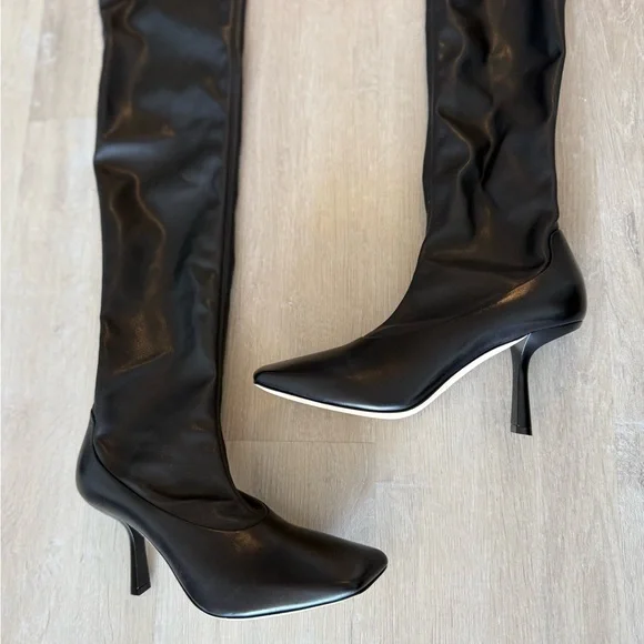 New Jimmy Choo Mire Square-Toe Thigh-High Leather Boots 38.5 $1,695 - Picture 7 of 15